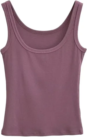 Women's Round Neck Sleeveless Camisole Solid Color Casual Slim Fit Lightweight Summer Tank Top