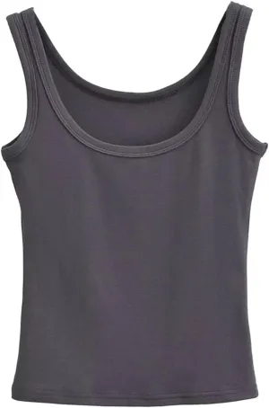 Women's Round Neck Sleeveless Camisole Solid Color Casual Slim Fit Lightweight Summer Tank Top