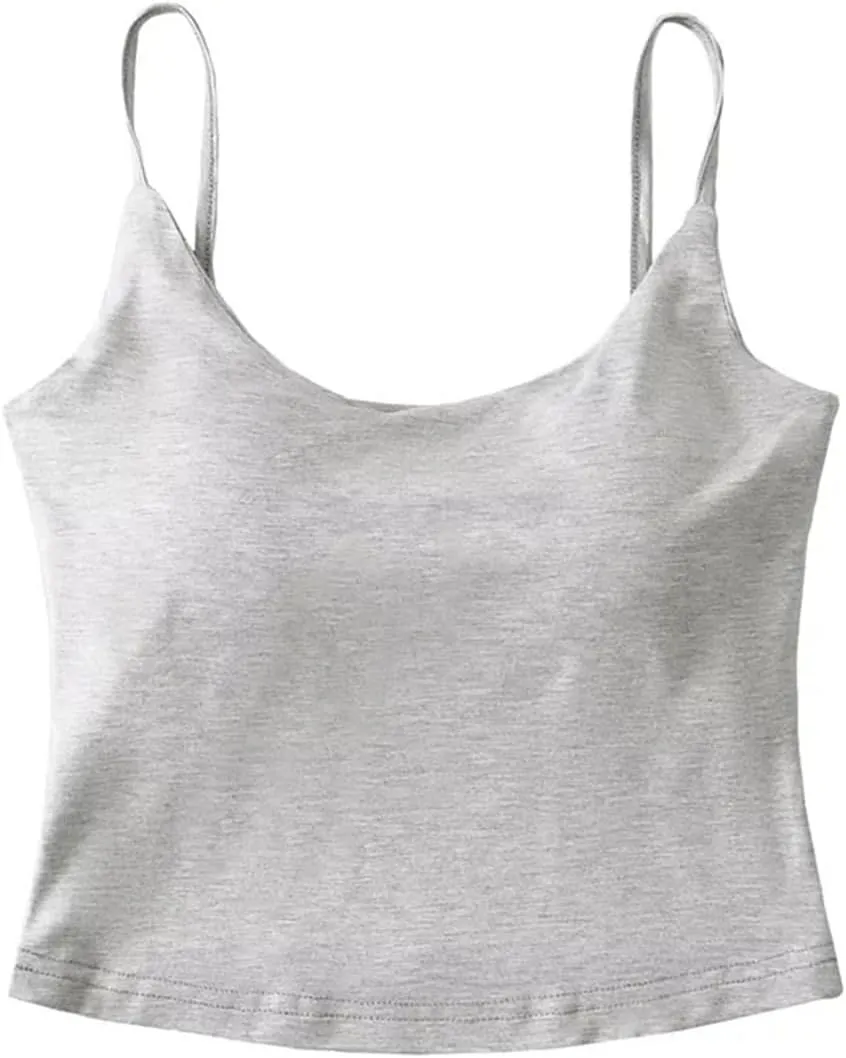 Women's Round Neck Sleeveless Spaghetti Strap Camisole Solid Color Slim Fit Casual Summer Tank Tops