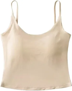 Women's Round Neck Sleeveless Spaghetti Strap Camisole Solid Color Slim Fit Casual Summer Tank Tops
