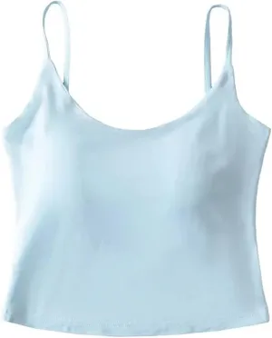 Women's Round Neck Sleeveless Spaghetti Strap Camisole Solid Color Slim Fit Casual Summer Tank Tops