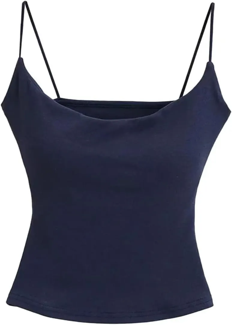 Women's Round Neck Spaghetti Strap Camisole Slim Summer Casual Slim Tank Top Y2k