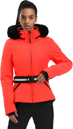 Women's Ski Jacket Snowboard Warm Winter Short Slim Snow Coat Jacket Mountain Windproof Waterproof Insulated Hooded