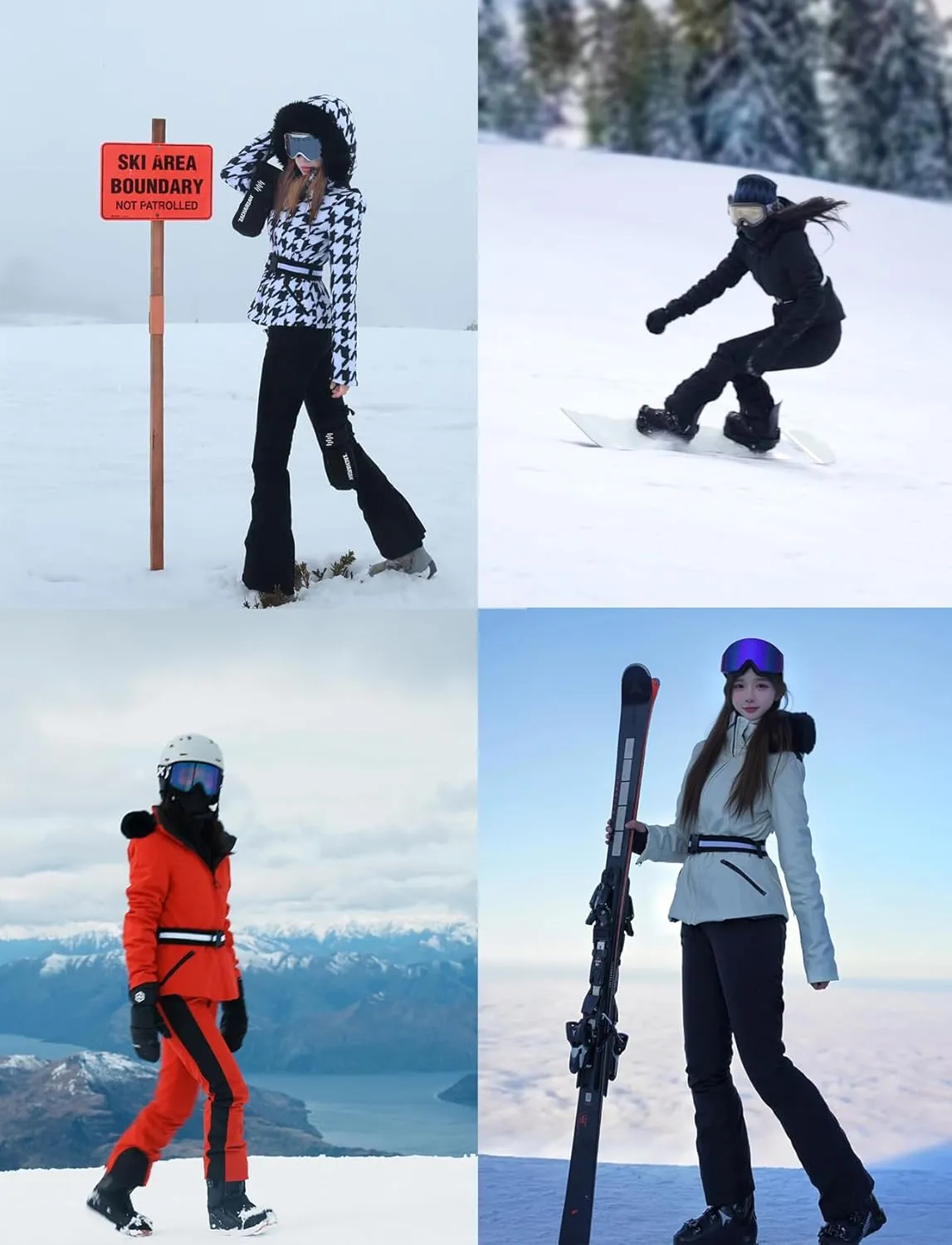 Women's Ski Jacket Snowboard Warm Winter Short Slim Snow Coat Jacket Mountain Windproof Waterproof Insulated Hooded