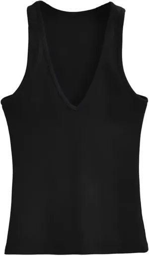 Women's Sleeveless Deep V Neck Camisole Slim Fit Solid Color Casual Street Tank Top