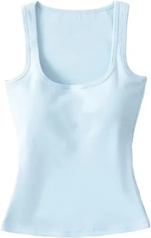 Women's Sleeveless Square Neck Camisole Summer Daily Casual Solid Color Slim Fit Tank Top
