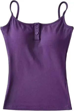 Women's Square Neck Camisole Button Decoration Built-in Chest Pad Daily Casual Summer Tank Top