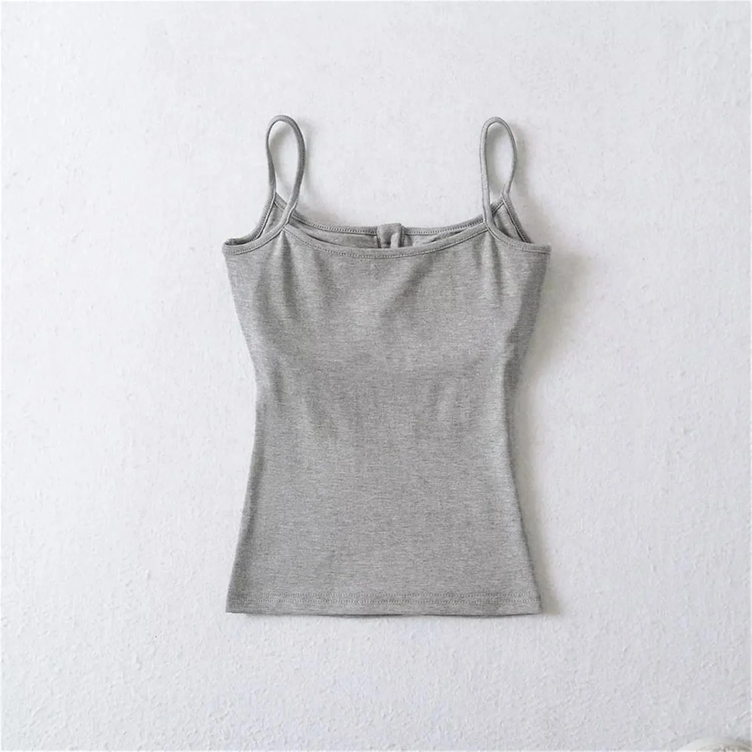 Women's Square Neck Camisole Button Decoration Built-in Chest Pad Daily Casual Summer Tank Top