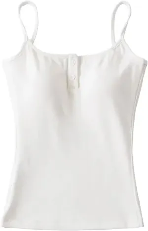 Women's Square Neck Camisole Button Decoration Built-in Chest Pad Daily Casual Summer Tank Top