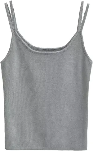 Women's Square Neck Camisole Double Shoulder Straps Slim Fit Summer Daily Casual Tank Top