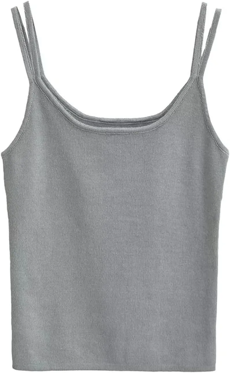 Women's Square Neck Camisole Double Shoulder Straps Slim Fit Summer Daily Casual Tank Top
