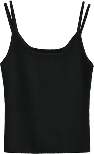 Women's Square Neck Camisole Double Shoulder Straps Slim Fit Summer Daily Casual Tank Top