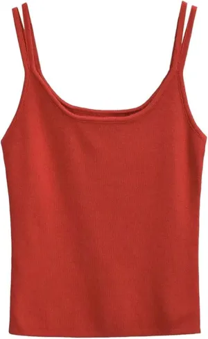 Women's Square Neck Camisole Double Shoulder Straps Slim Fit Summer Daily Casual Tank Top