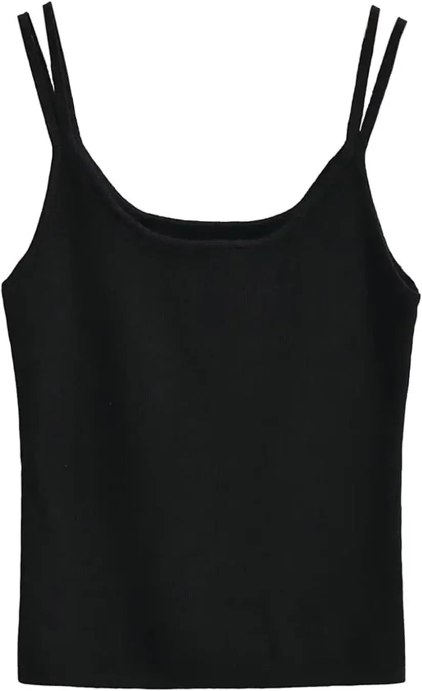 Women's Square Neck Camisole Double Shoulder Straps Slim Fit Summer Daily Casual Tank Top
