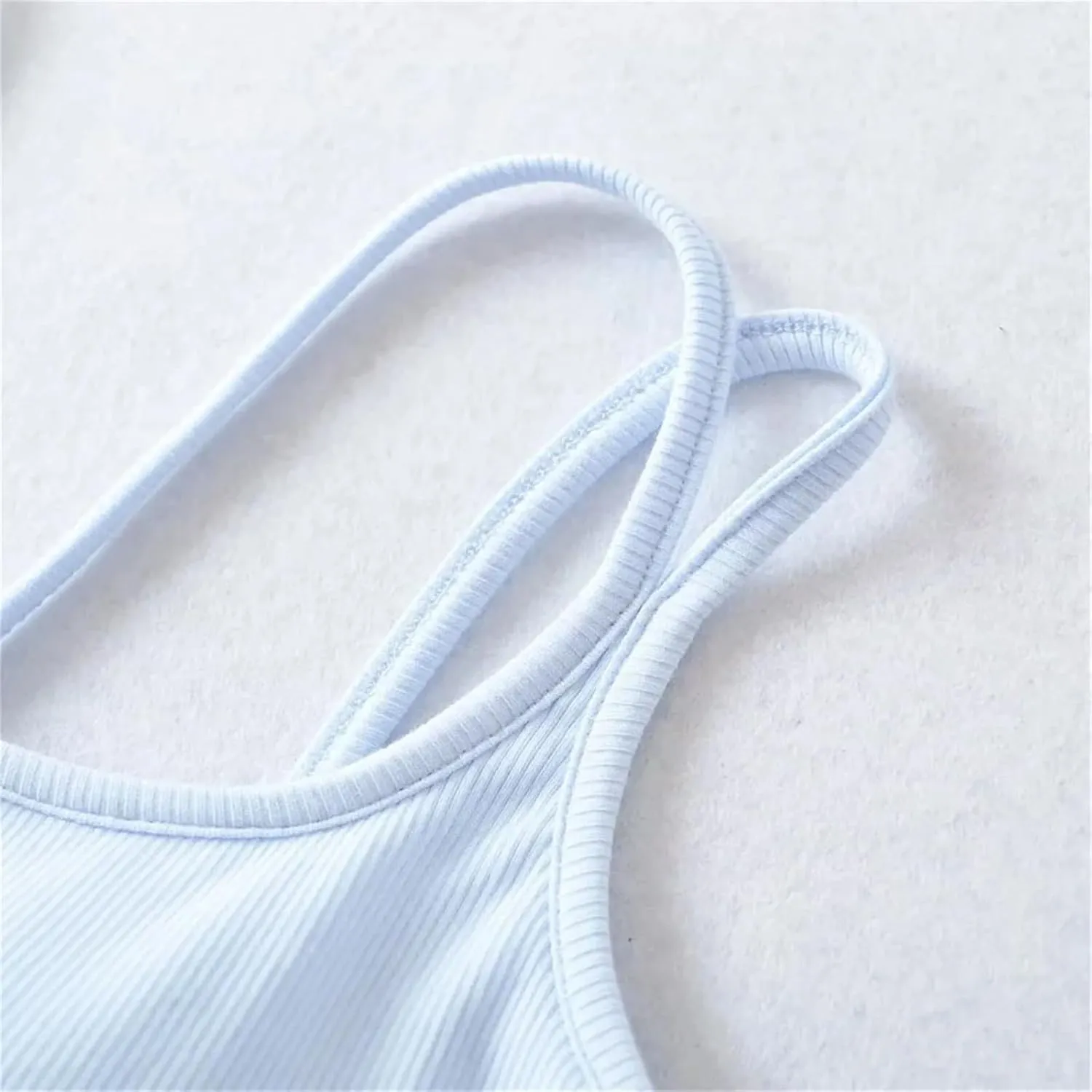 Women's Square Neck Camisole Short Tank Top Built-in Chest Pad Summer Casual Camisole