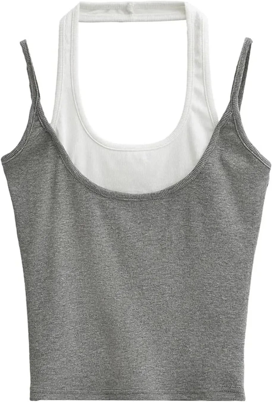 Women's Square Neck Camisole Top Double Layer Back Design Slim Fit Casual Summer Tank Top