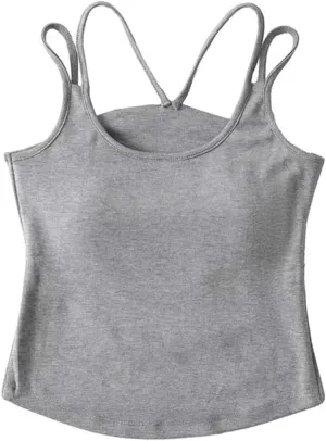 Women's Square Neck Camisole Top Double Straps Built-in Chest Pad Summer Daily Casual Tank Top