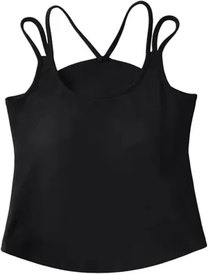 Women's Square Neck Camisole Top Double Straps Built-in Chest Pad Summer Daily Casual Tank Top