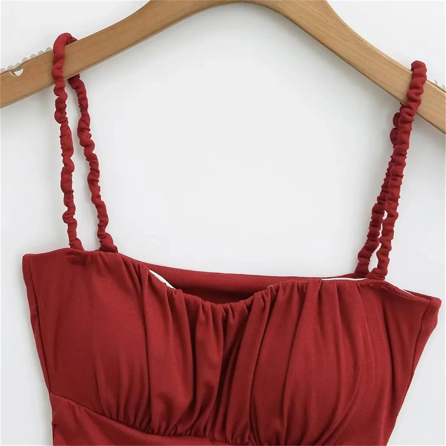 Women's Square Neck Camisole Top Pleated Twisted Shoulder Straps Summer Slim Fit Tank Top Y2k