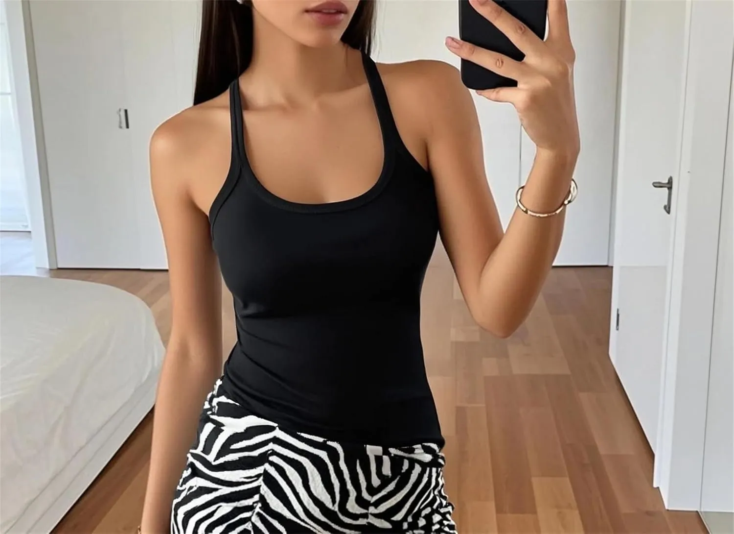 Women's Square Neck Racerback Camisole Slim Fit Summer Casual Ribbed Tank Top