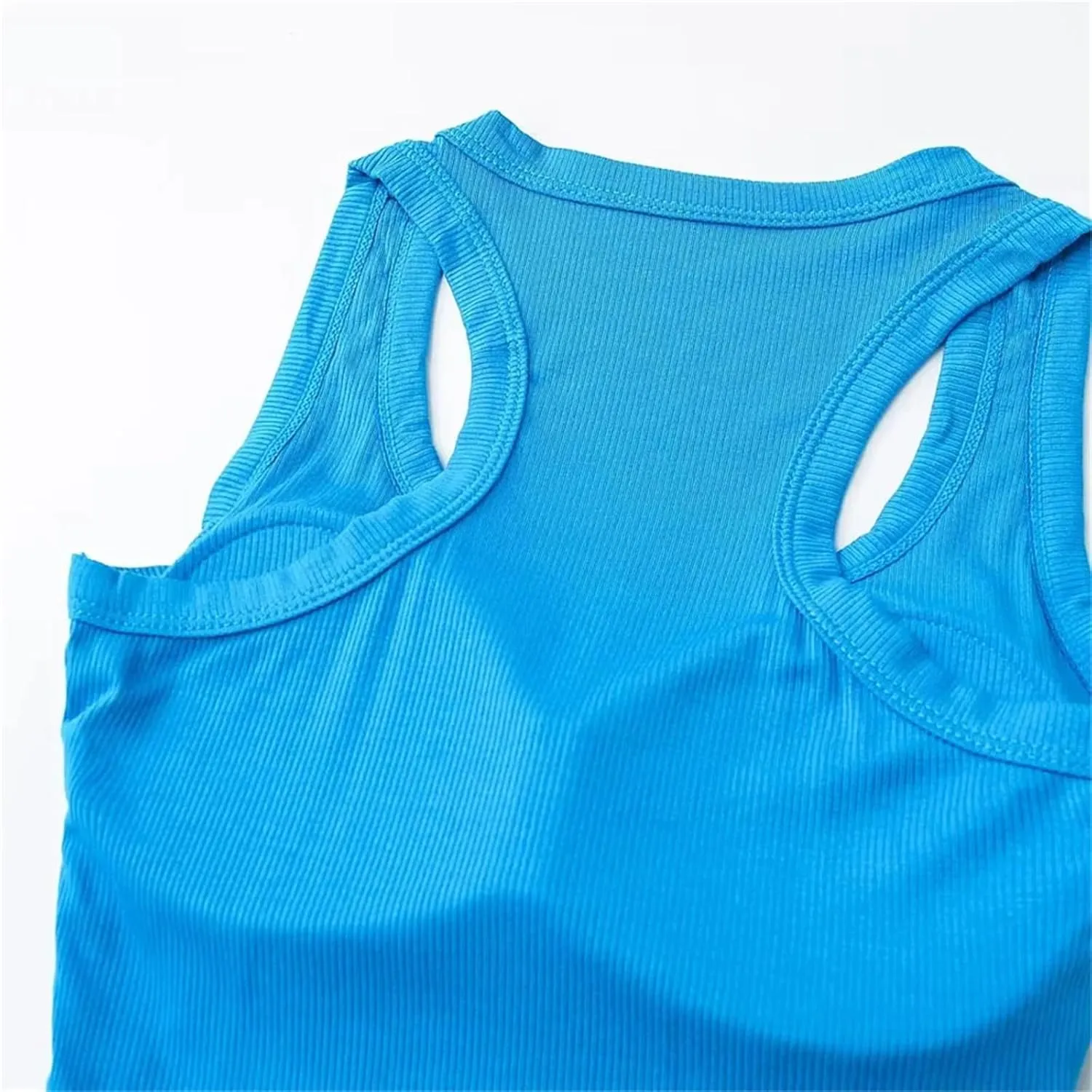 Women's Square Neck Sleeveless Camisole Built-in Chest Pad Ribbed Slim Fit Summer Tank Top