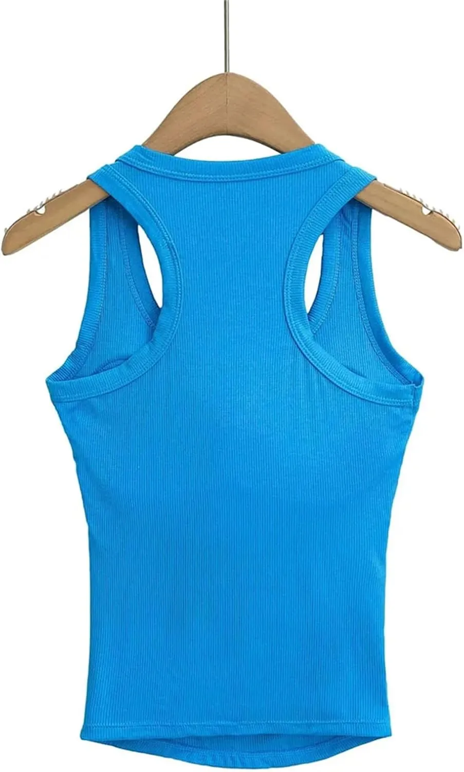 Women's Square Neck Sleeveless Camisole Built-in Chest Pad Ribbed Slim Fit Summer Tank Top