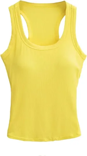 Women's Square Neck Sleeveless Camisole Built-in Chest Pad Ribbed Slim Fit Summer Tank Top