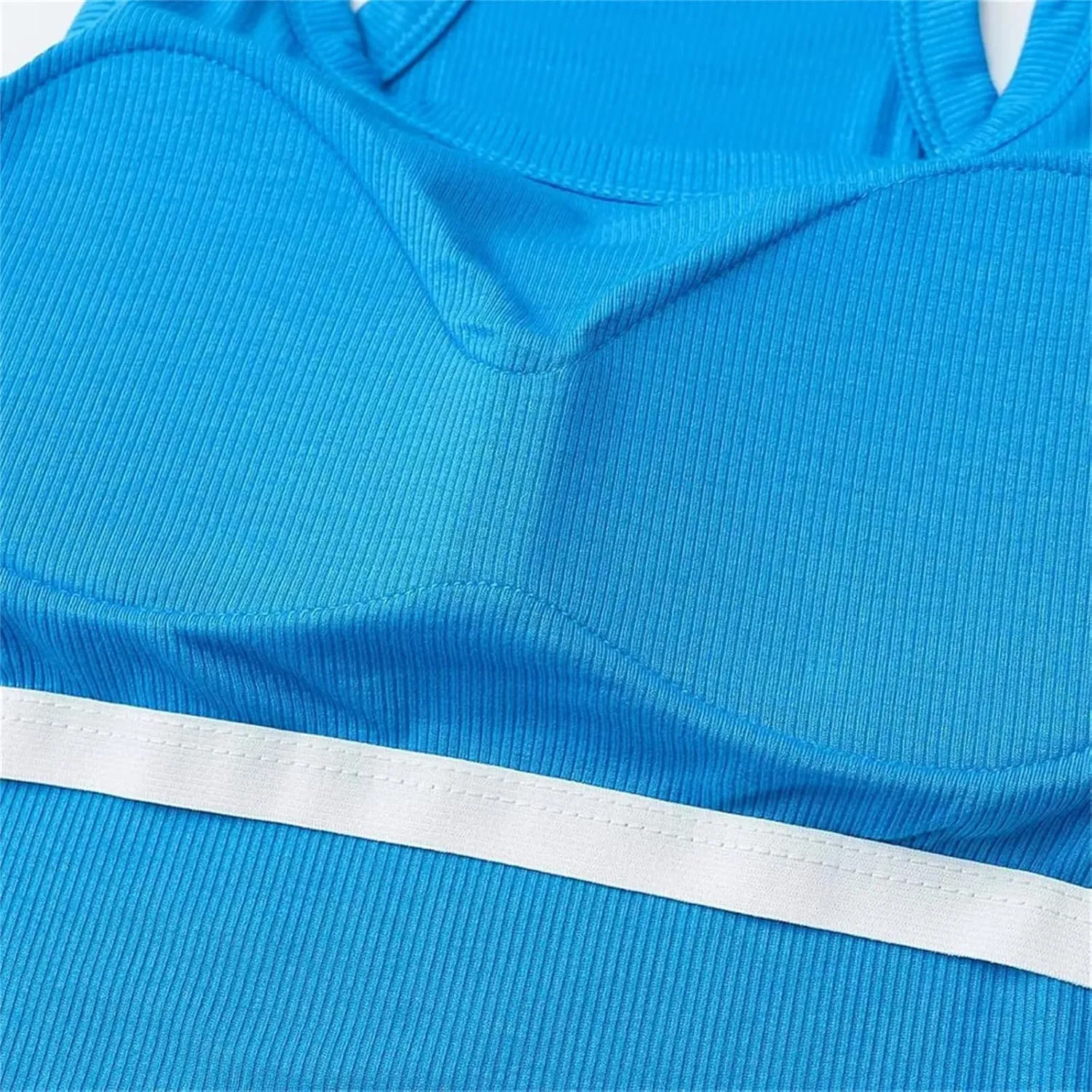 Women's Square Neck Sleeveless Camisole Built-in Chest Pad Ribbed Slim Fit Summer Tank Top