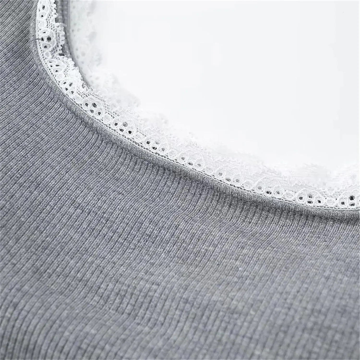 Women's Square Neck Sleeveless Tops Lace Edge Ribbed Built-in Chest Pad Summer Casual Camisole