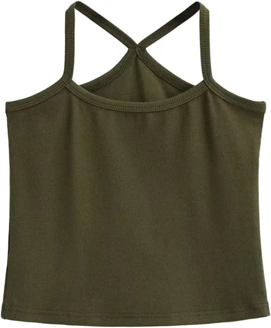 Women's Square Neck Solid Color Camisole Casual Slim Fit Street Bottom Tank Top