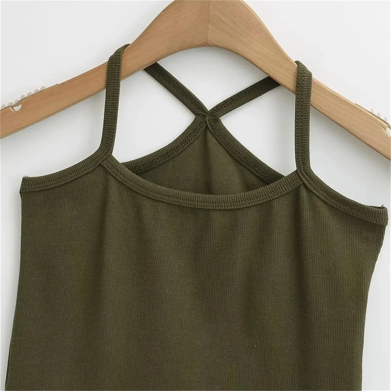 Women's Square Neck Solid Color Camisole Casual Slim Fit Street Bottom Tank Top