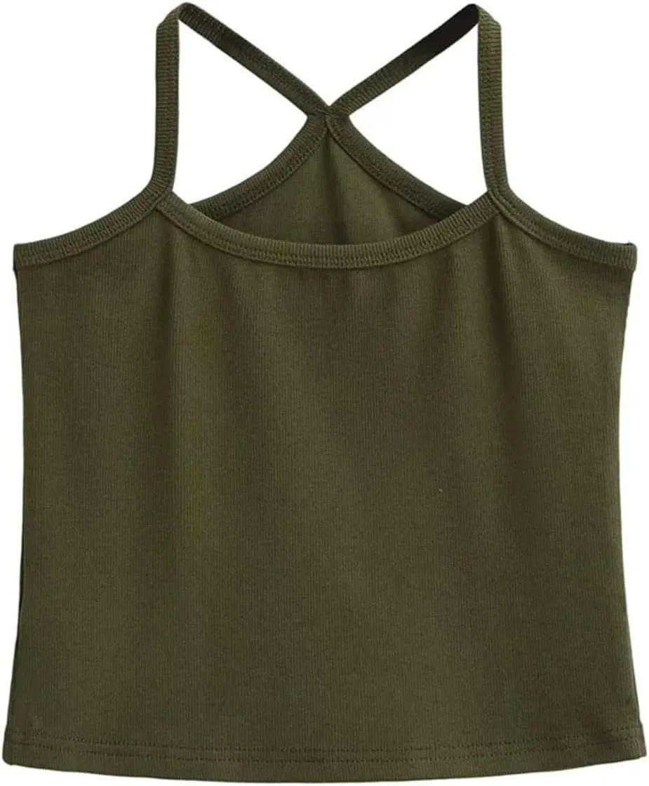 Women's Square Neck Solid Color Camisole Casual Slim Fit Street Bottom Tank Top