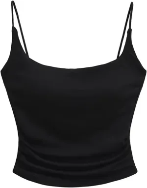 Women's Square Neck Spaghetti Strap Camisole Built-in Chest Pad Summer Casual Slim Fit Tank Top