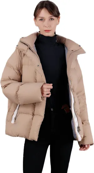 Women's Thickened Down Jacket - Winter Hooded Short Puffy Packable Jacket, Warm Puffer Down Coat for Christmas Gift