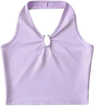 Women's V-Neck Backless Short Tank Top Hollow Design Slim Fit Street Summer Camisole