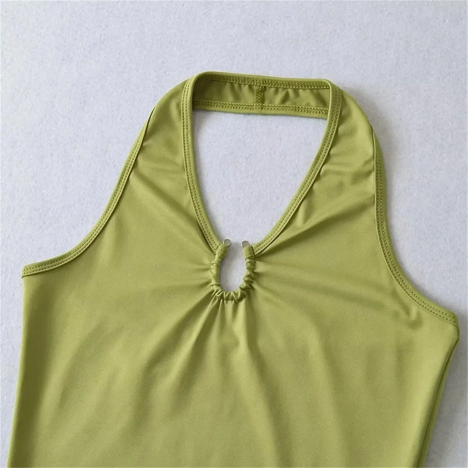 Women's V-Neck Backless Short Tank Top Hollow Design Slim Fit Street Summer Camisole
