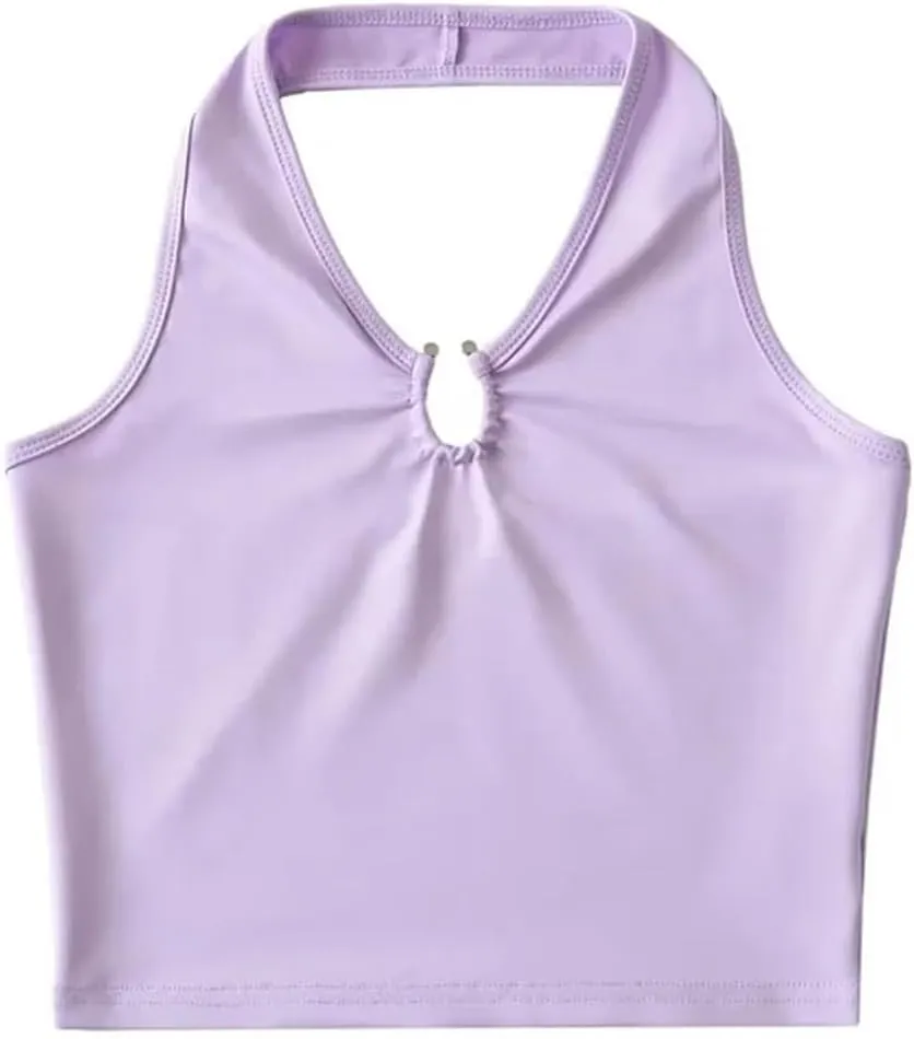 Women's V-Neck Backless Short Tank Top Hollow Design Slim Fit Street Summer Camisole