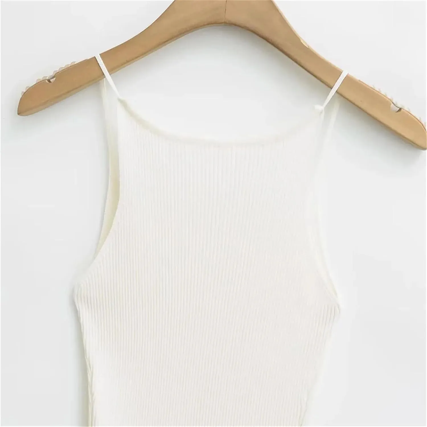 Women's V-Neck Camisole Backless Spaghetti Straps Ribbed Slim Fit Casual Tank Top