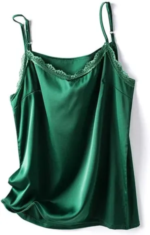 Women's V-Neck Camisole Silk Camis Sexy Lace Bottoming Shirt Sleeveless Top Silk Camisole Satin Camisole
