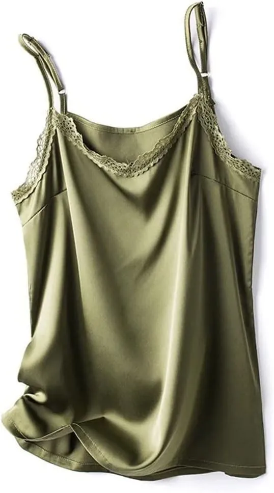 Women's V-Neck Camisole Silk Camis Sexy Lace Bottoming Shirt Sleeveless Top Silk Camisole Satin Camisole
