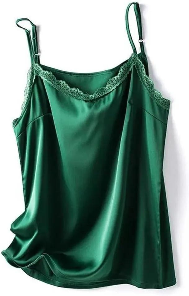 Women's V-Neck Camisole Silk Camis Sexy Lace Bottoming Shirt Sleeveless Top Silk Camisole Satin Camisole