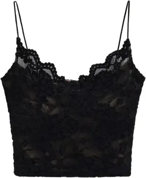 Women's V-Neck Lace Camisole Floral Applique Adjustable Straps Built-in Chest Pad Tank Top