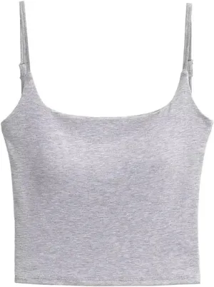 Women's V-Neck Spaghetti Strap Camisole Lace Trim Bow Design Built-in Chest Pad Slim Fit Tank Top