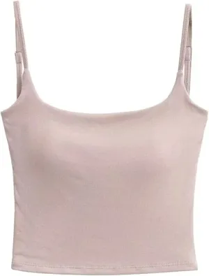 Women's V-Neck Spaghetti Strap Camisole Lace Trim Bow Design Built-in Chest Pad Slim Fit Tank Top