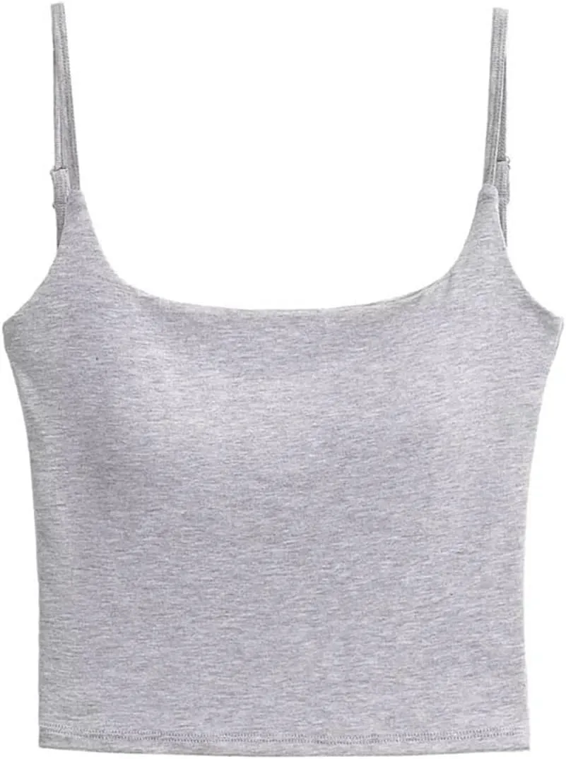 Women's V-Neck Spaghetti Strap Camisole Lace Trim Bow Design Built-in Chest Pad Slim Fit Tank Top