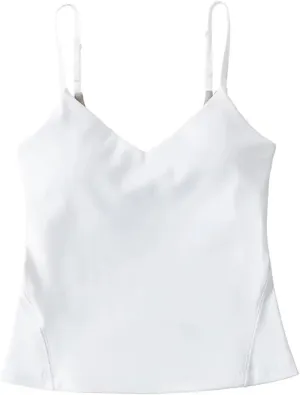 Women's V-Neck Spaghetti Strap Camisole Top Adjustable Straps Built-in Chest Pad Casual Tank Top