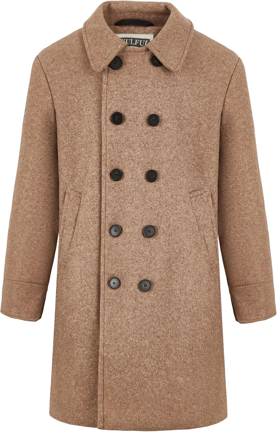 WULFUL Boys Double Breasted Wool Trench Coat Winter Pea Coat