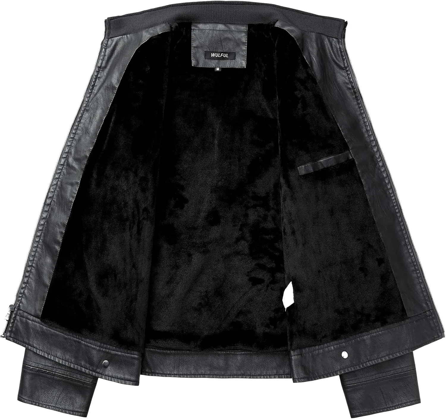 WULFUL Men's Vintage Stand Collar Leather Jacket Motorcycle PU Jacket and Coat