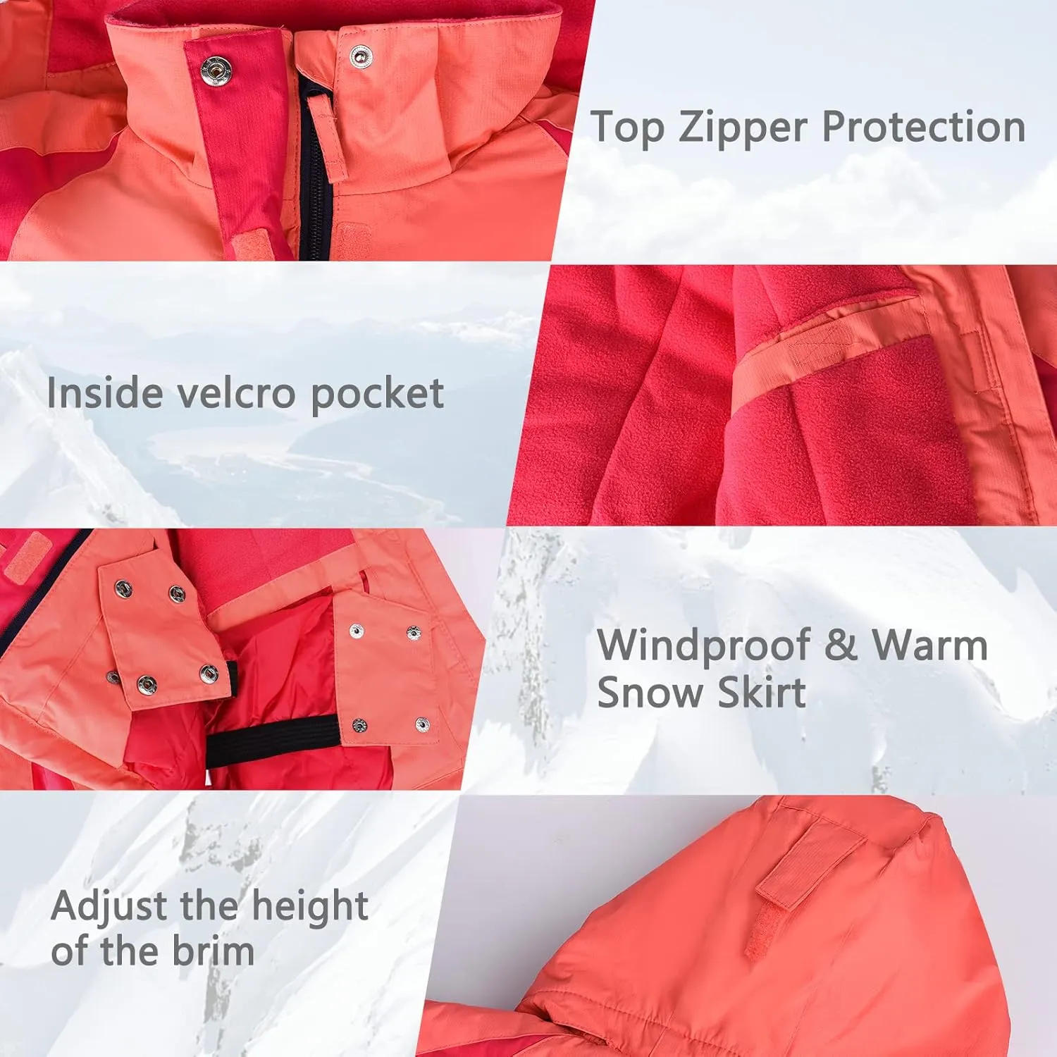 YINGJIELIDE Girl's Waterproof Ski Jacket,Kids Outdoor Snowboarding windproof Jacket,Fleece Lined Hooded,Warm Winter Snow Coat
