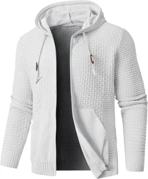Zaitun Men's Full Zip Up Hooded Cardigan Sweater with Pockets